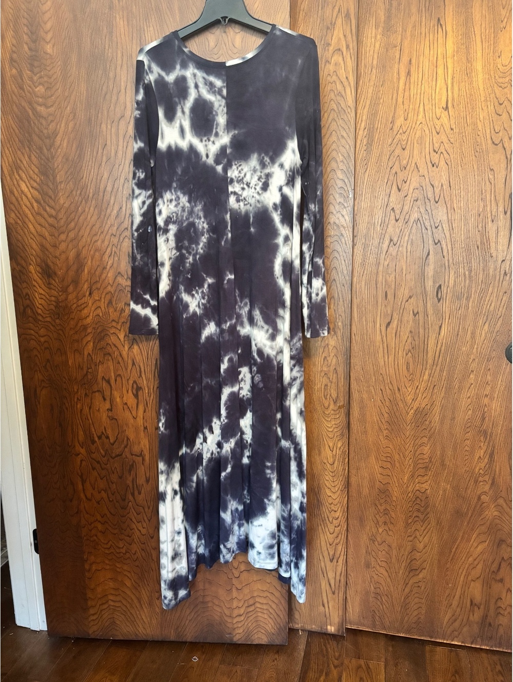 Natural Life Tie-Dye Rayon Spandex Long Sleeve Maxi Dress Medium
